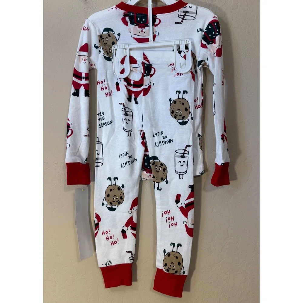 Carter's Pajama Set Unisex Kids 3T Santa Christmas Cookies Snug Fit 2pc‎ NEW